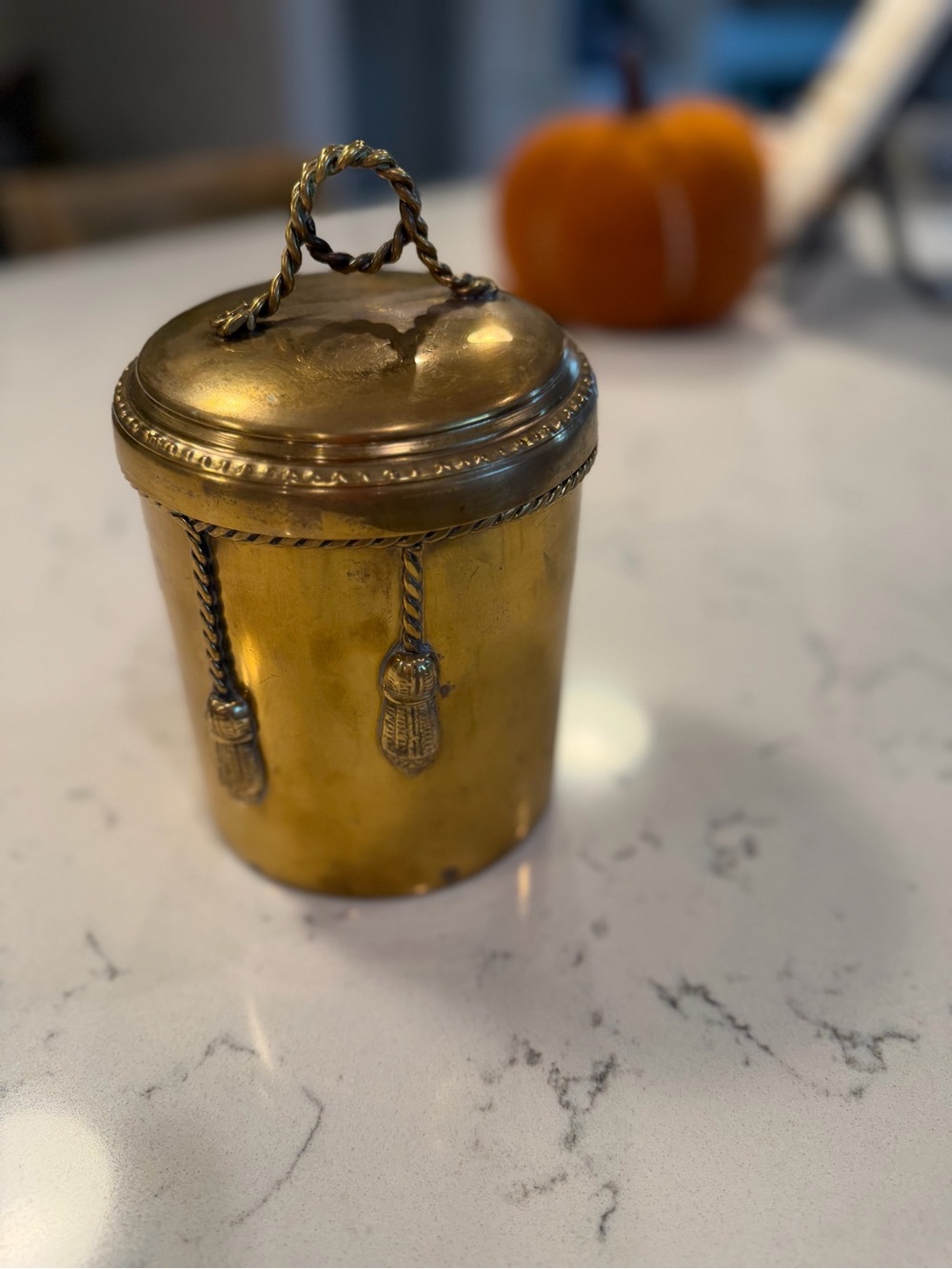 Vintage Brass Decorative Lidded Canister